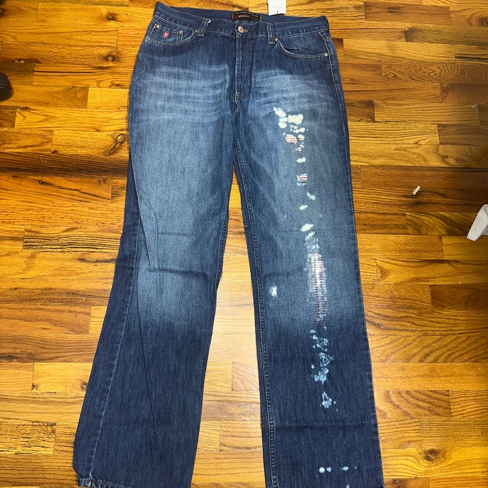 Prada jeans practicaly new with a tie dye detail in the back